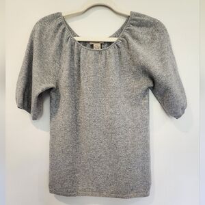 Vertical Design 100% Cashmere Grey Sweater Short Sleeve Women's Size Small